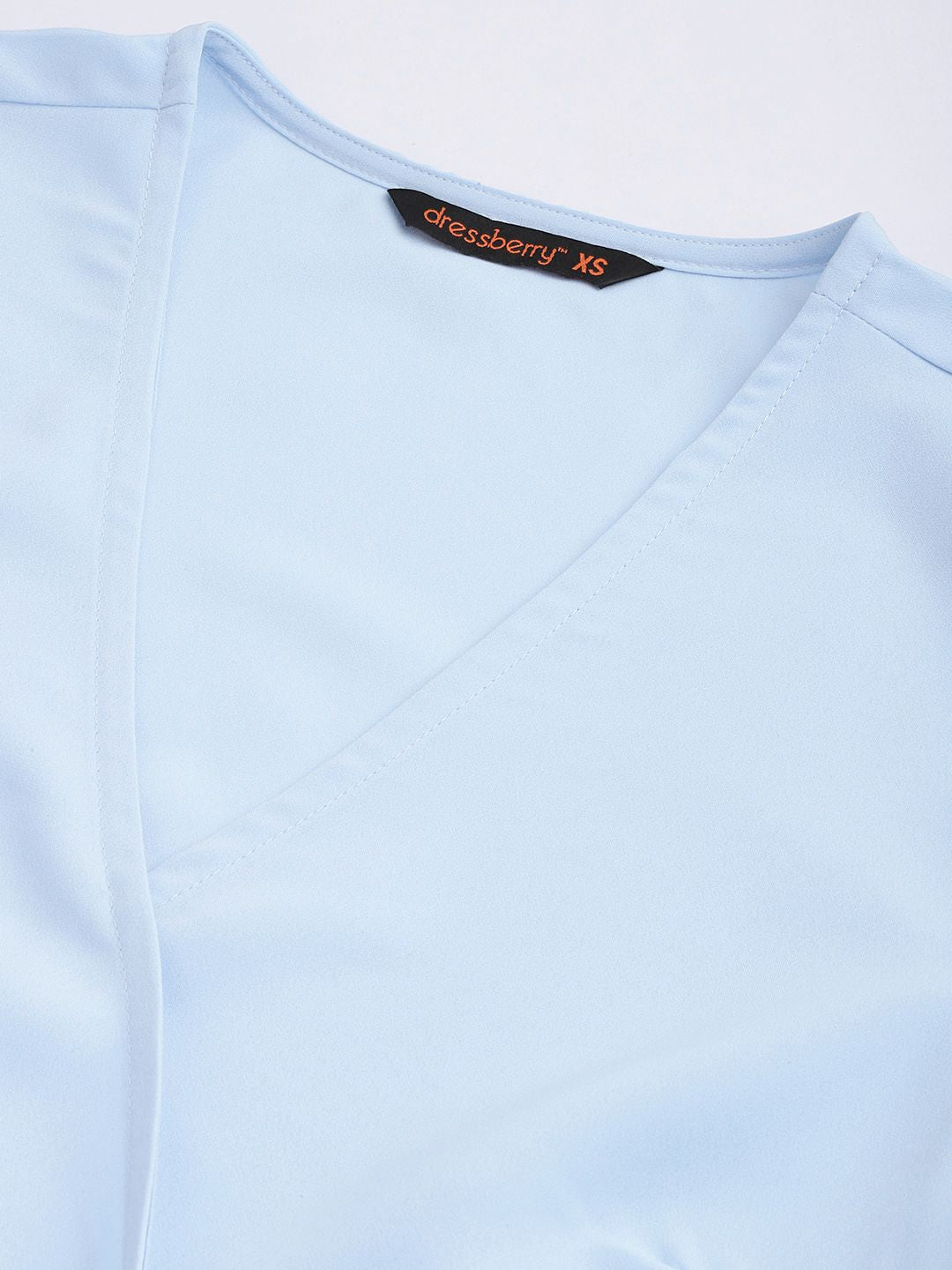 DressBerry Powder Blue Romantic Remix Ruffle Wrap Midi Dress