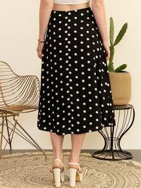 Berrylush Polka Dots Printed High Rise A-line Midi Skirt