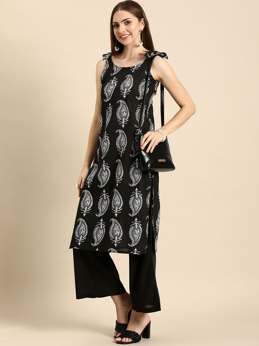 Anouk Women Pure Cotton Ethnic Motifs Printed Regular Kurta with Palazzos