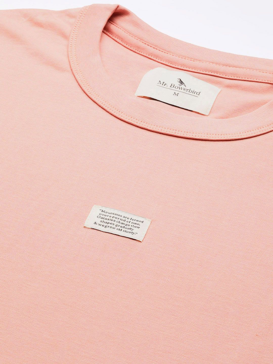 Mr Bowerbird Men Peach-Coloured Pure Cotton Philosophy Crew Neck Oversized Pure Cotton T-shirt