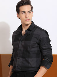 RARE RABBIT Men Santhe Checked Slim Fit Opaque Cotton Shirt