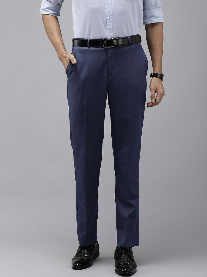 Park Avenue Men Self Design Mid-Rise Textured Formal Trouser