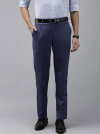 Park Avenue Men Self Design Mid-Rise Textured Formal Trouser