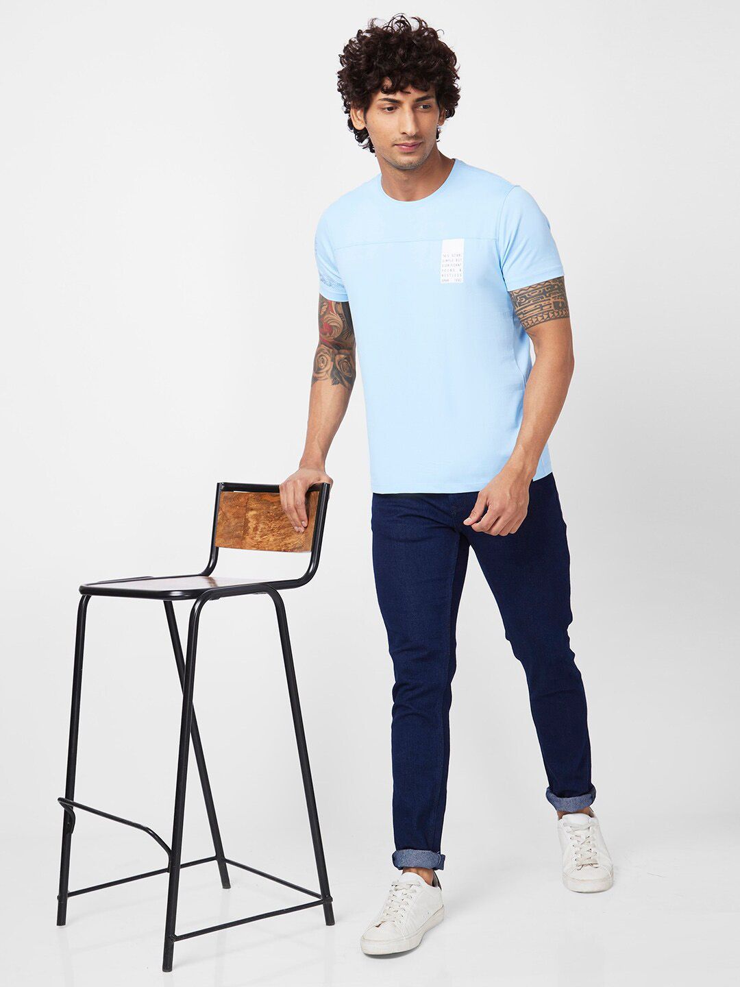 SPYKAR Round Neck Slim Fit Cotton T-shirt