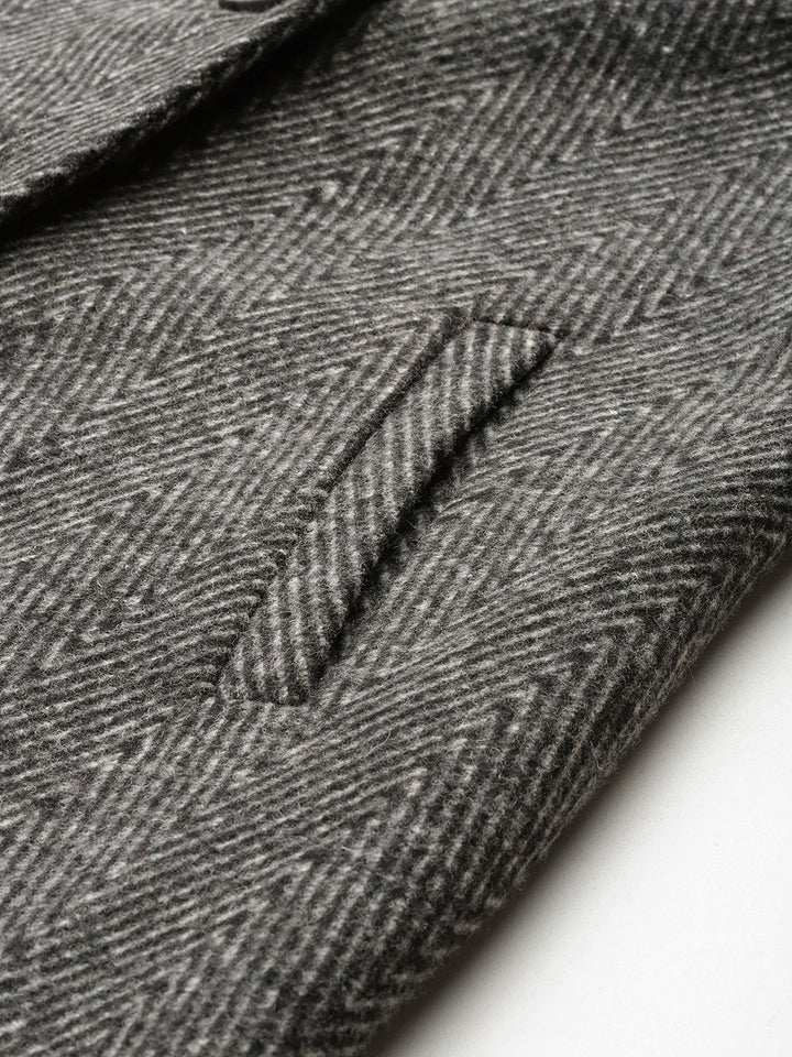 all about you Geometric Self Design Single-Breasted Longline Over Coat