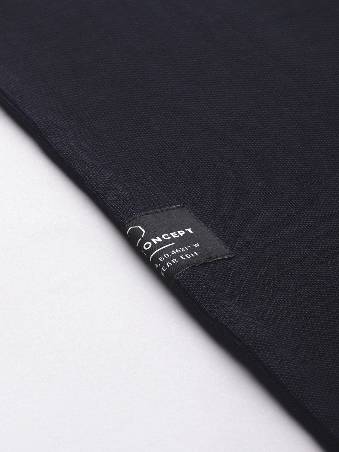 THE BEAR HOUSE Lelaki Navy Blue Solid Henley Neck T-shirt Pure Cotton