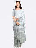 Saree mall Grey Printed Silk Blend Saree