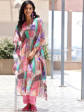 Libas Women floral Printed V-Neck Tunic With Trousers Co-Ords