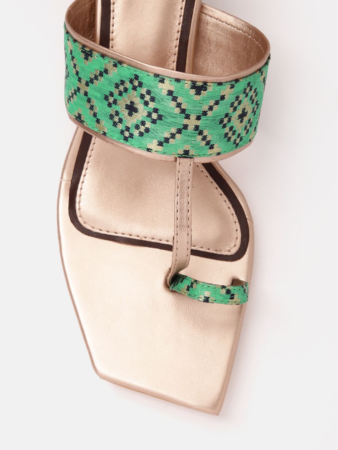 Anouk Women Ethnic Motifs Woven Design One-Toe Block Heels