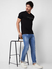 SPYKAR Typography Printed Round Neck Cotton Slim Fit T-shirt