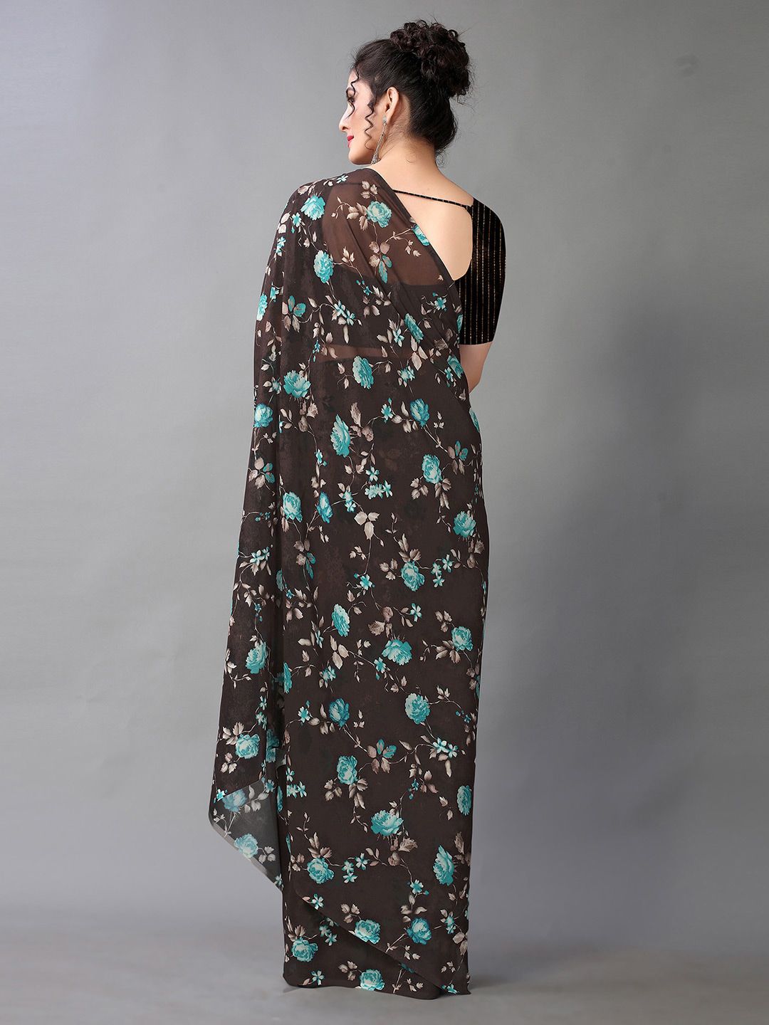 KALINI Floral Printed Poly Georgette Saree