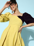 STREET 9 Women Yellow Solid Dress
