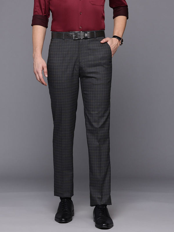 Raymond Men Checked Regular Fit Formal Trousers