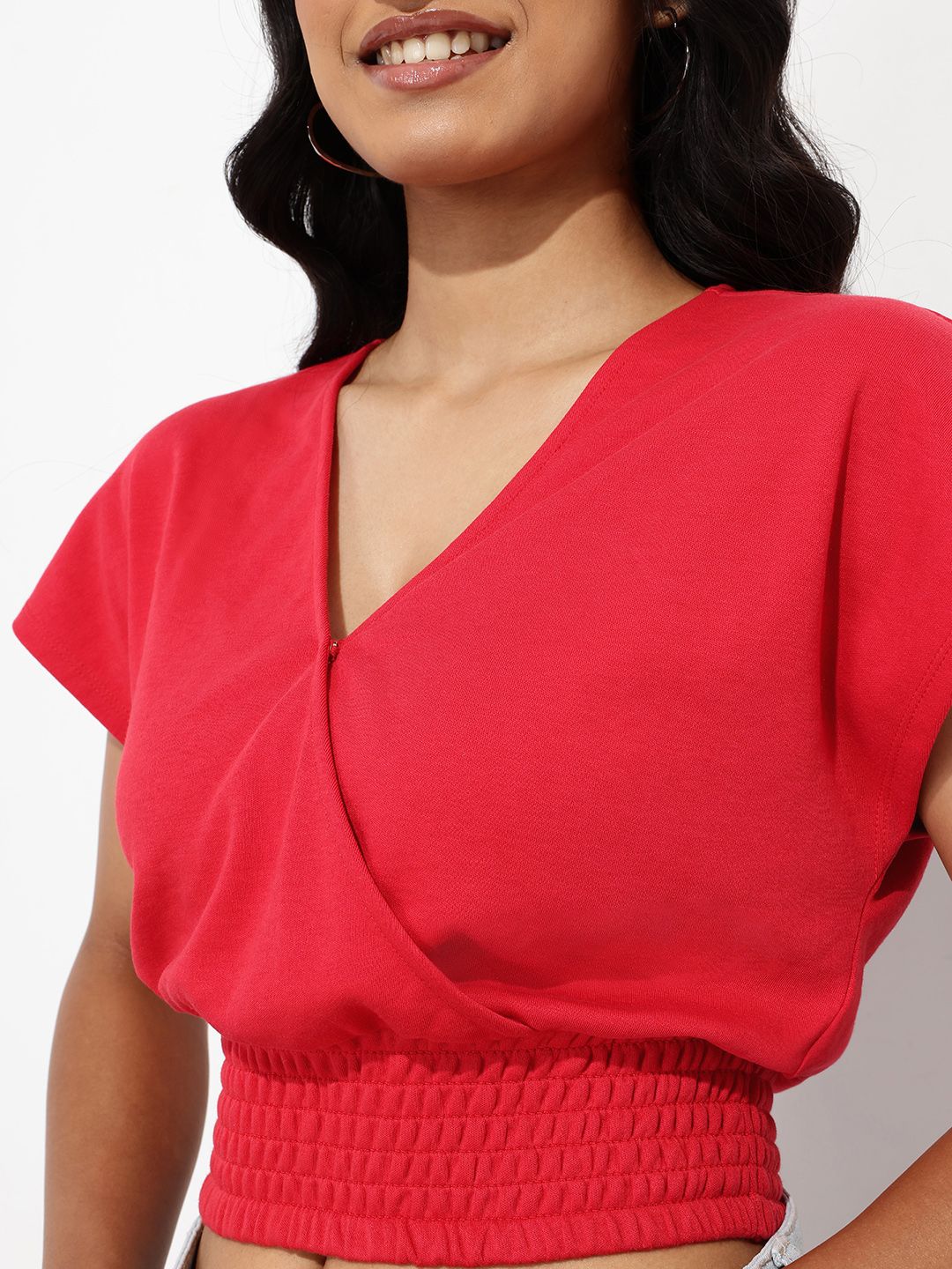 DressBerry Chroma Queen Wrap Style Blouson Crop Top