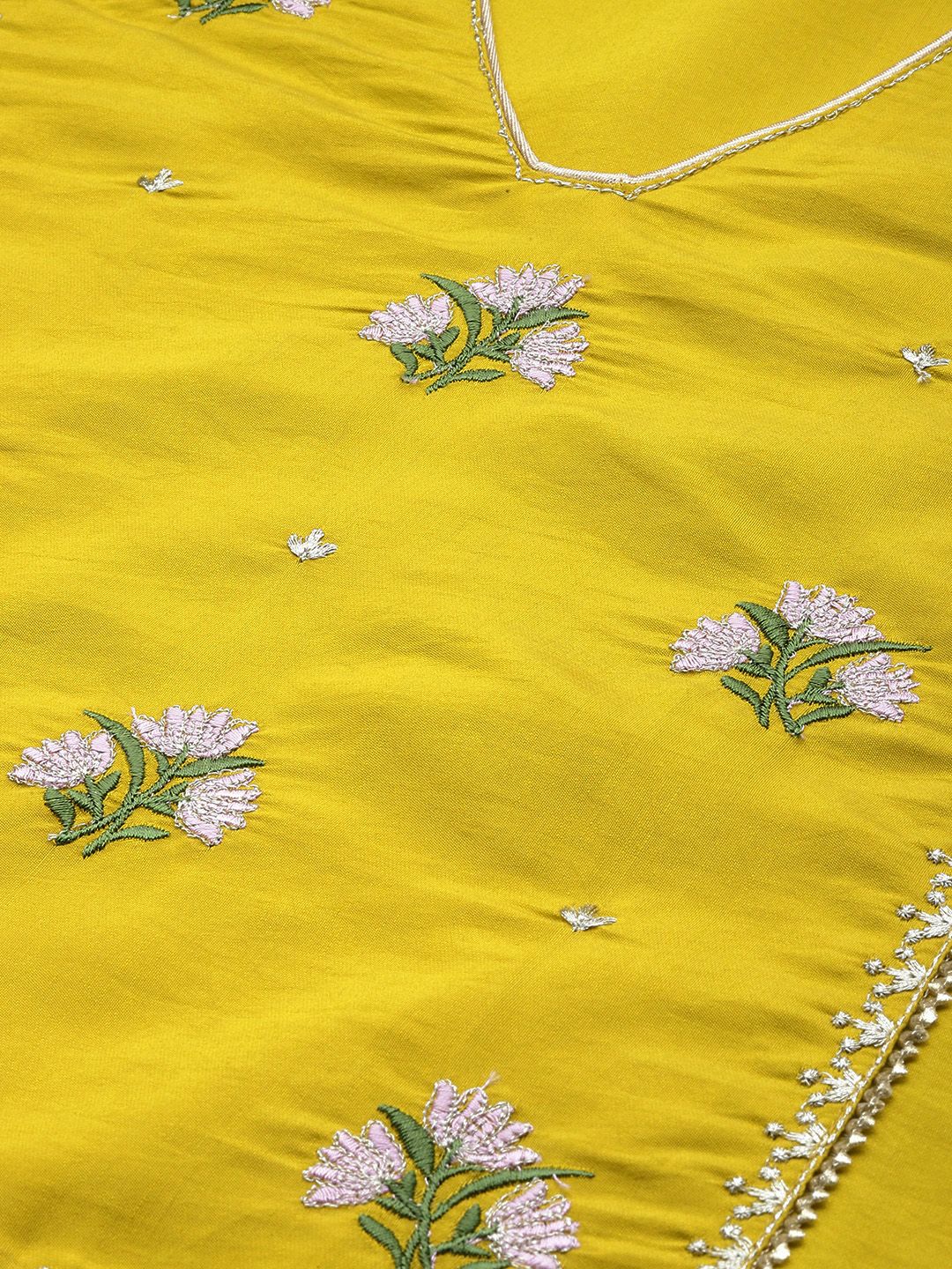 House of Pataudi Ethnic Motifs Embroidered Puff Sleeves Jashn Kurta