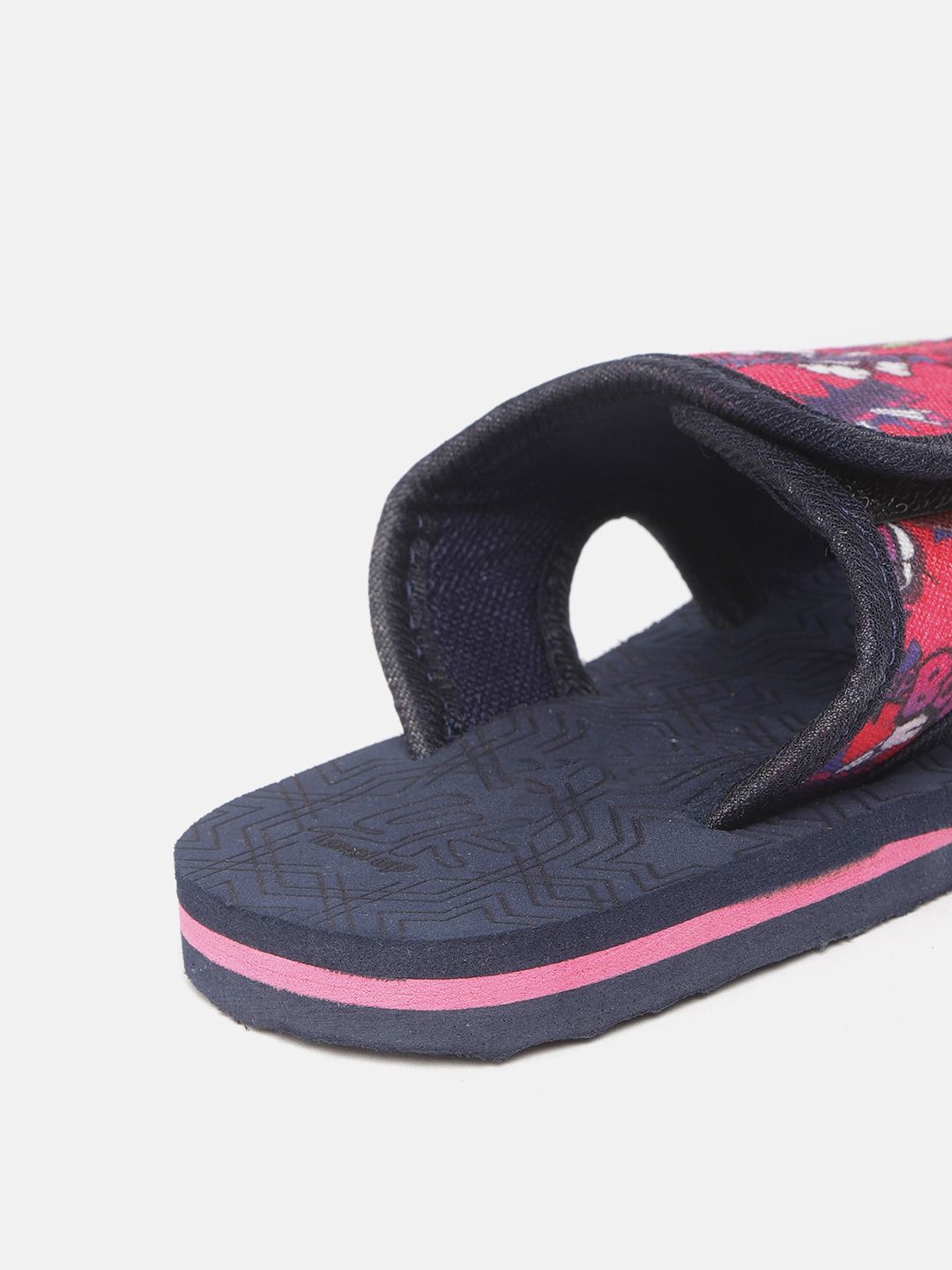 YK Girls Pink & Navy Blue Printed Slip-Ons
