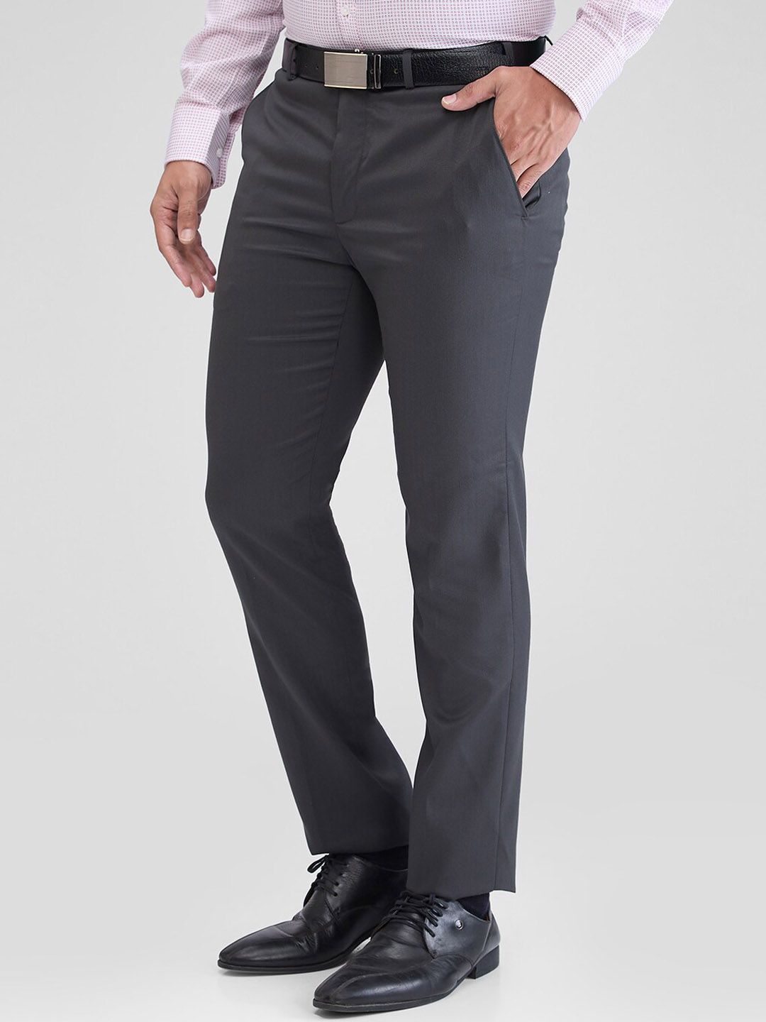 Park Avenue Men Textured Slim Fit Trousers