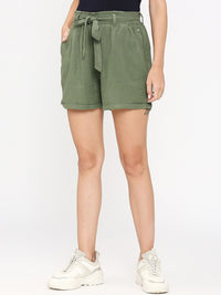 SPYKAR Women Mid Rise Slim Fit Cotton Shorts