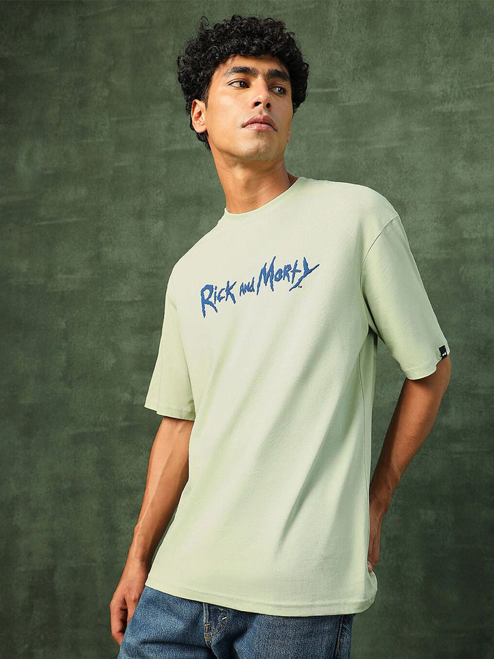 Bewakoof Official Rick and Morty Merchandise  Stoned Rick Morty Printed Oversized T-shirt