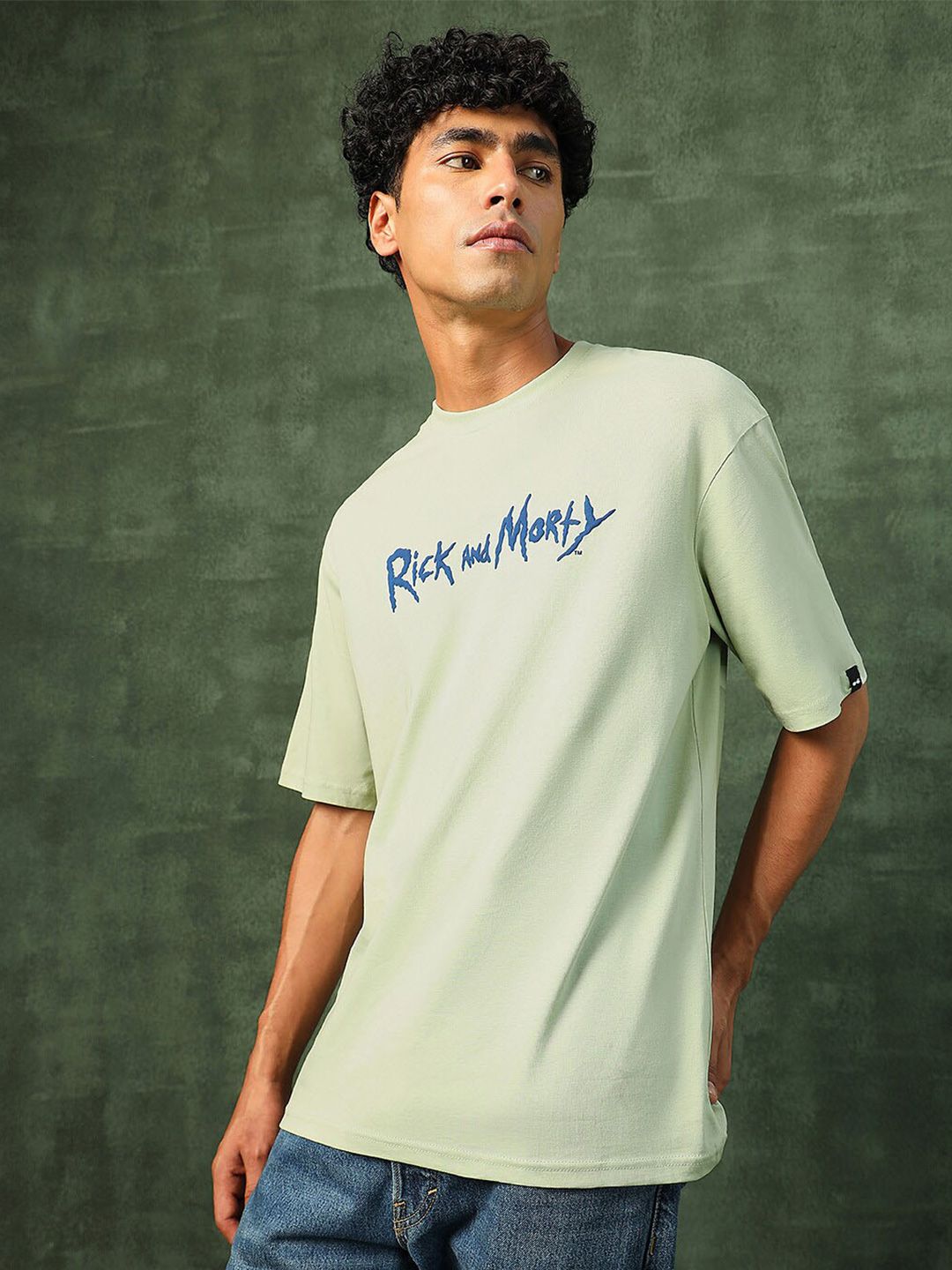 Bewakoof Official Rick and Morty Merchandise  Stoned Rick Morty Printed Oversized T-shirt