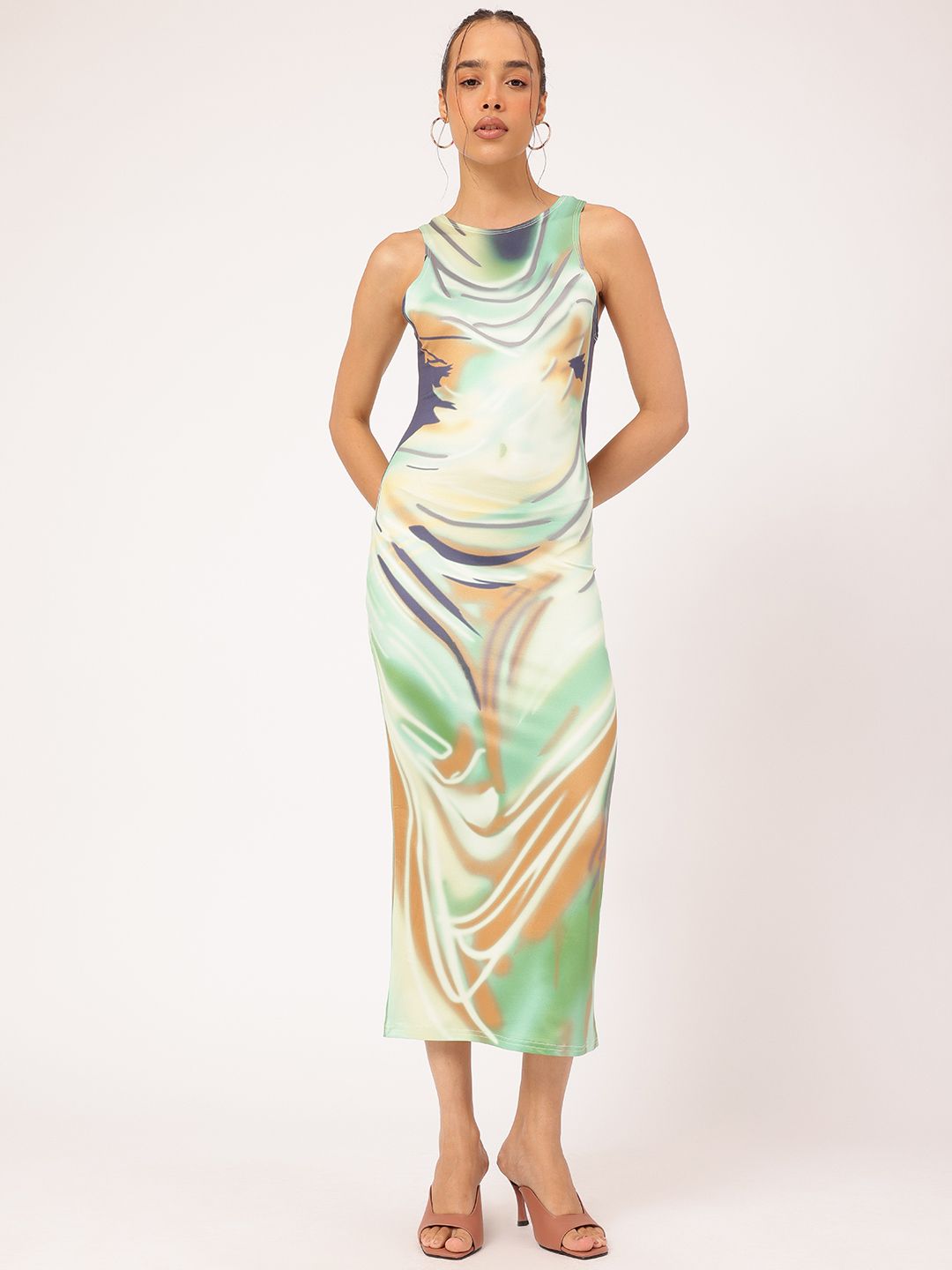 DressBerry Abstract Printed Midi Sheath Dress