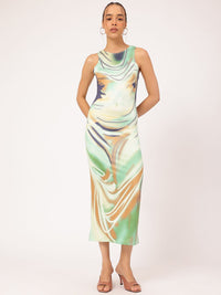 DressBerry Abstract Printed Midi Sheath Dress
