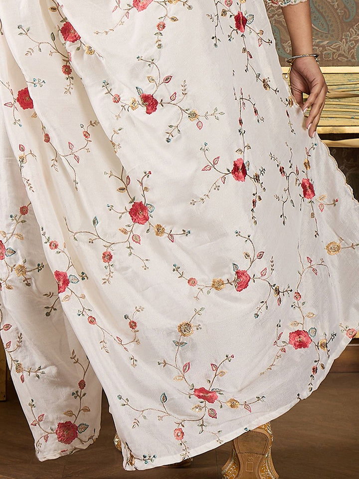 Indo Era Women Floral Embroidered Regular Thread Work Kurta with Trousers & With Dupatta