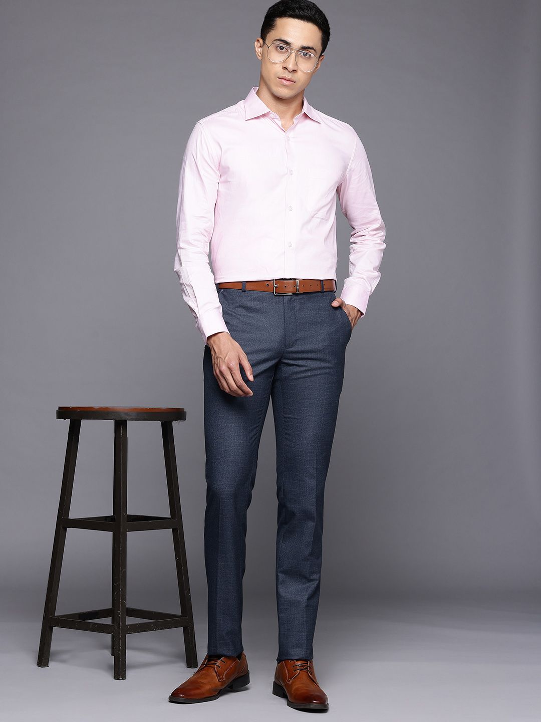 Raymond Men Checked Slim Fit Formal Trousers