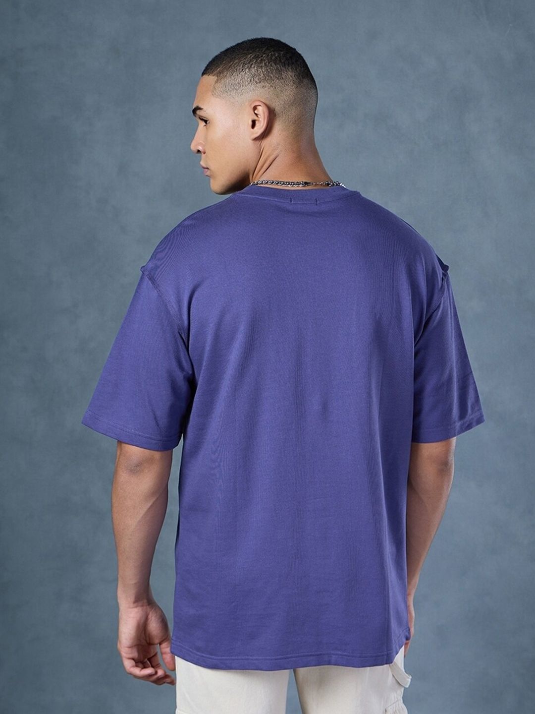 Bewakoof Drop-Shoulder Sleeves Oversized Pure Cotton T-shirt