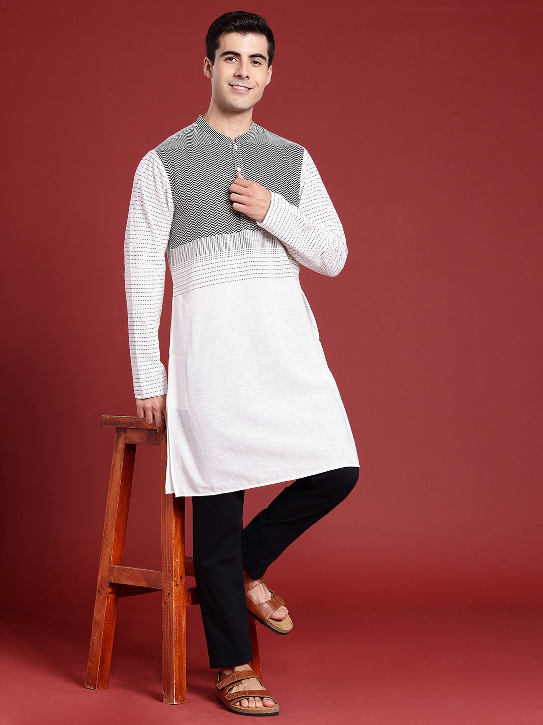 Anouk Pure Cotton Geometric Printed Straight Kurta