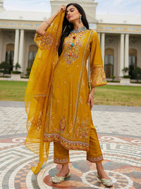 Indo Era Women Ethnic Motifs Embroidered Regular Mirror Work Kurta with Trousers & With Dupatta