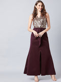 Athena Burgundy Embellished Maxi Dress
