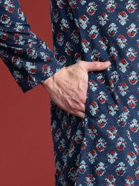 Anouk Mandarin Collar Indie Floral Printed Pure Cotton Kurta