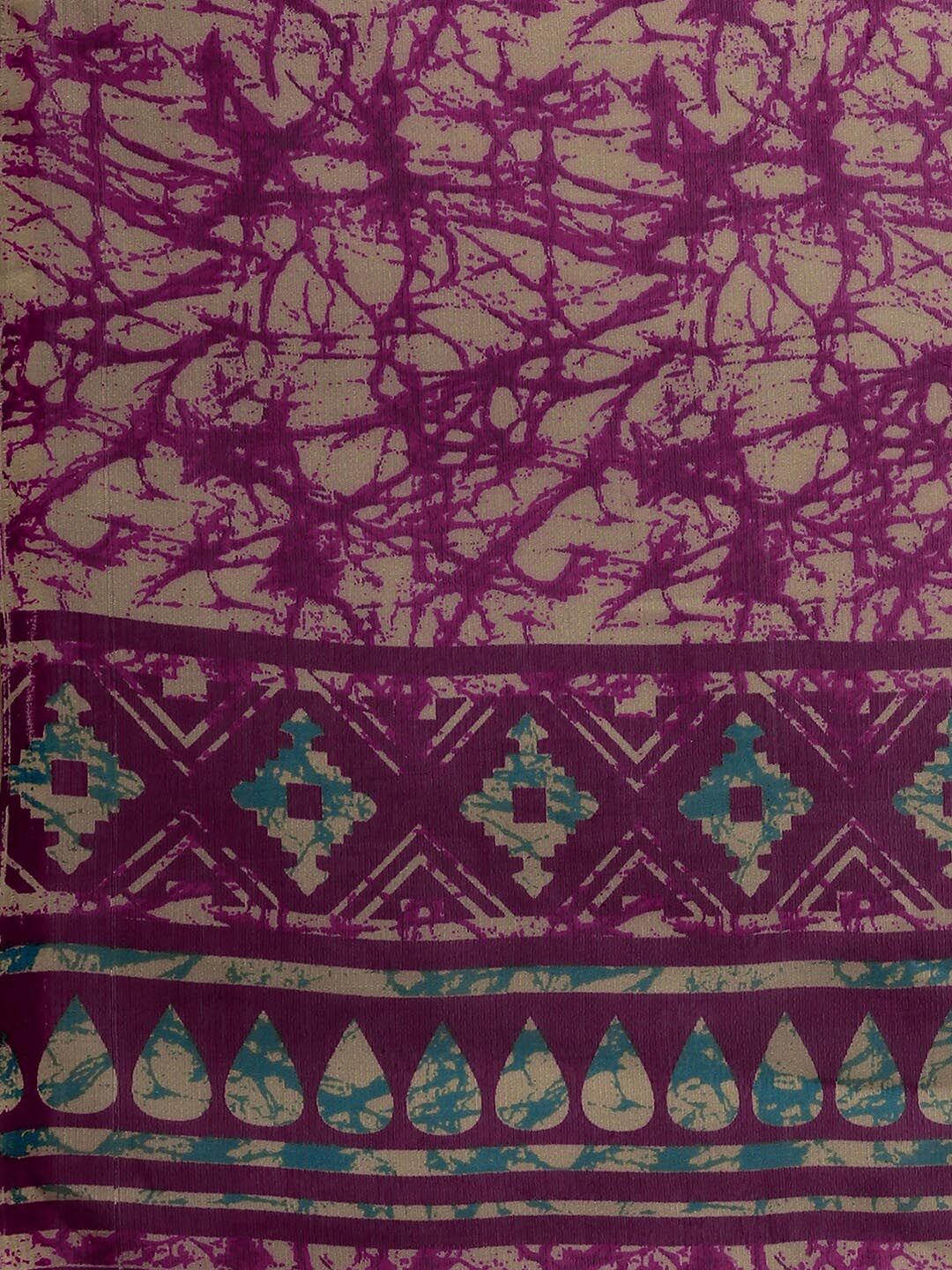 KALINI Purple & Blue Floral Printed Saree