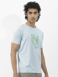 RARE RABBIT Men Akro Typography Printed Cotton Slim Fit T-Shirt