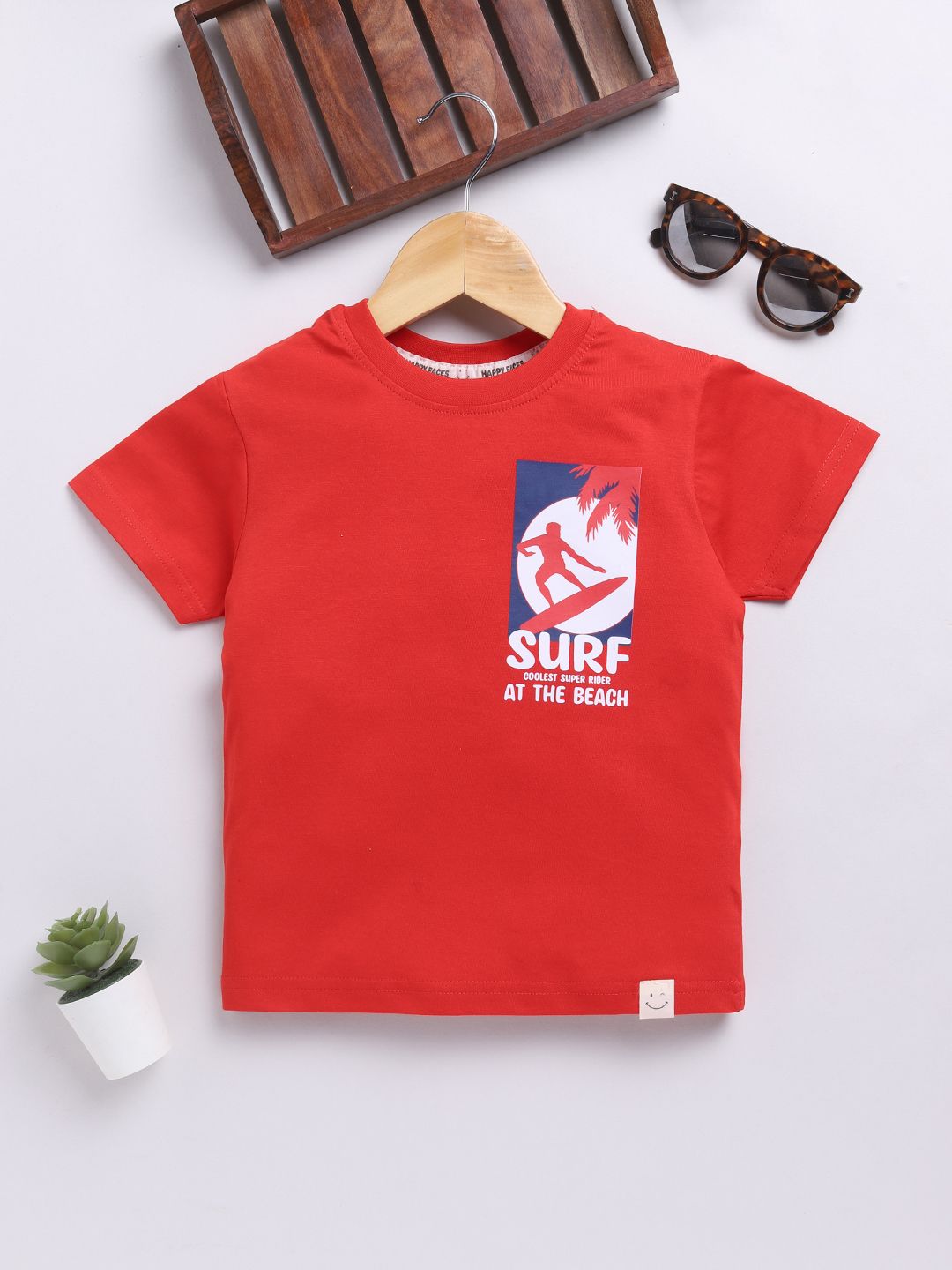 Happy Faces Boys Pure Cotton Typography & Graphic Printed T-shirt