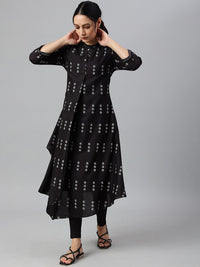 W Women Black Geometric Printed  Kurta