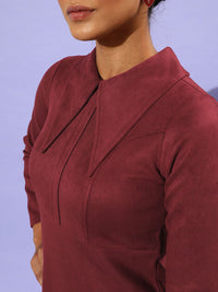 Athena Maroon A-Line Dress