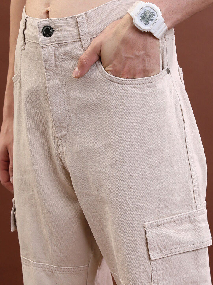 HIGHLANDER Men Khaki Relaxed Fit Clean Look Cotton Jeans