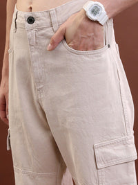 HIGHLANDER Men Khaki Relaxed Fit Clean Look Cotton Jeans