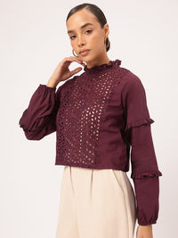 DressBerry Flirty Frills Schiffli Embroidered Top