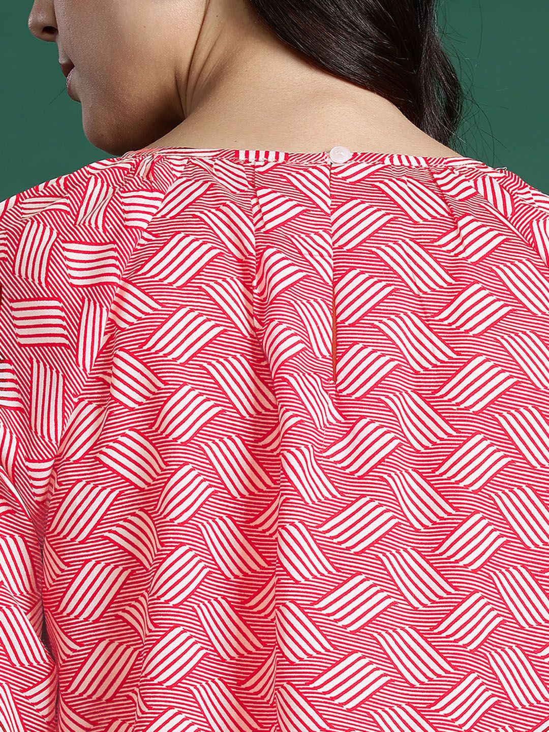 DressBerry Geometric Print Flared Sleeve Top