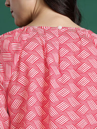 DressBerry Geometric Print Flared Sleeve Top