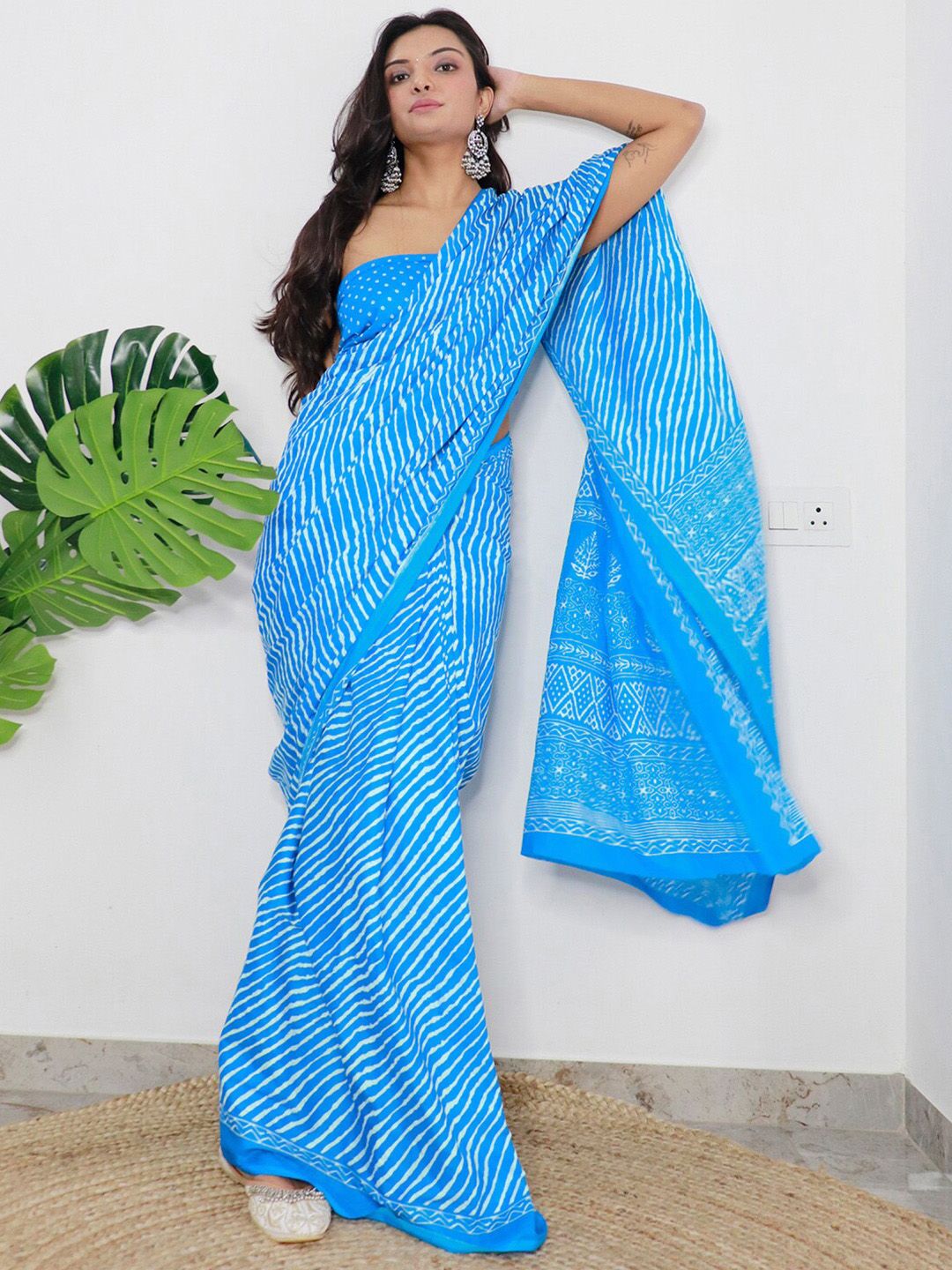 Saree mall Leheriya Printed Pure Cotton Saree