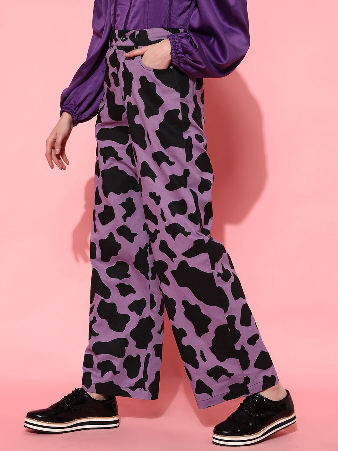 STREET 9 Women Purple Animal Printed Trousers