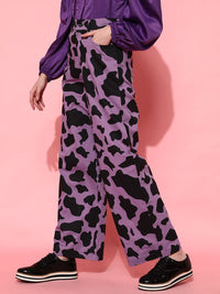 STREET 9 Women Purple Animal Printed Trousers