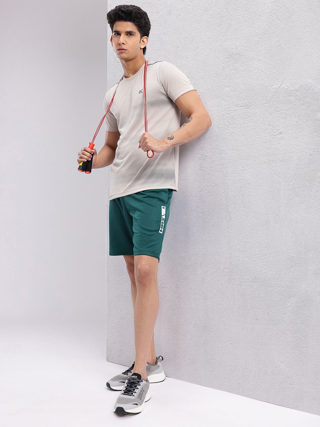 HRX by Hrithik Roshan Men Brand Logo Printed Mid-Rise Rapid-Dry Training Shorts