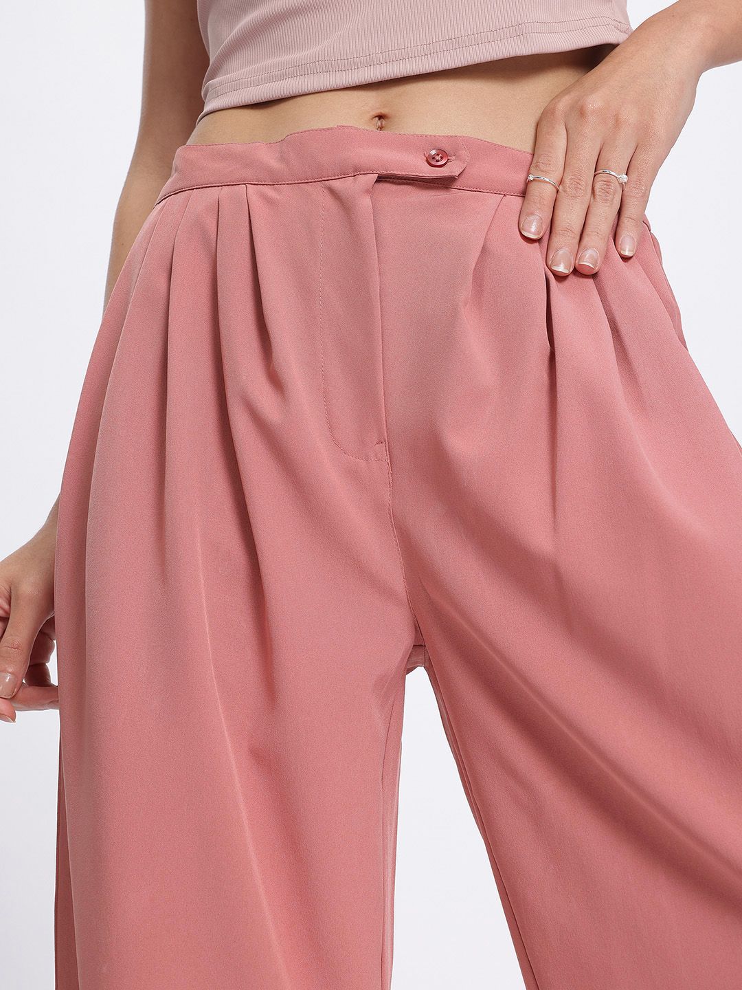 DressBerry Women Polished Pleats Regular Trouser