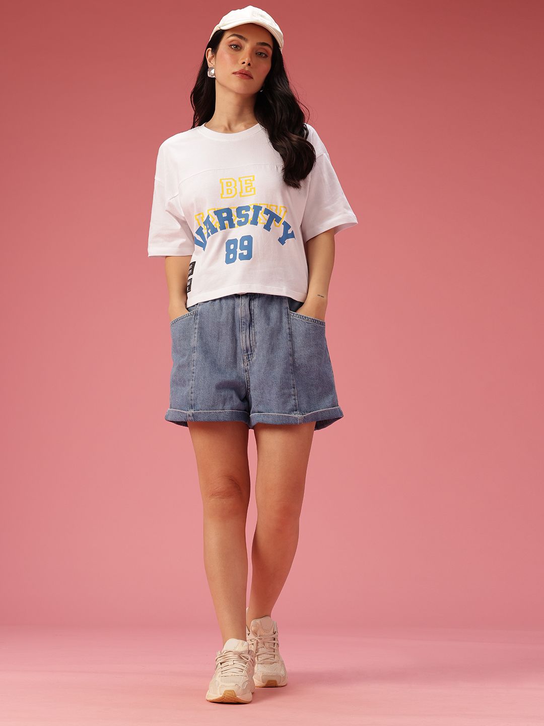 DressBerry Women Typography Printed Drop-Shoulder Sleeves Pure Cotton Boxy T-shirt