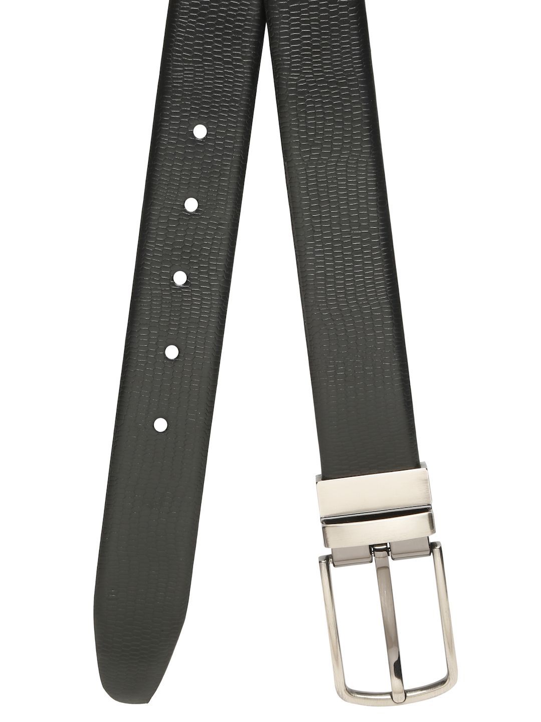 Teakwood Leathers Men Textured Leather Reversible Formal Belt